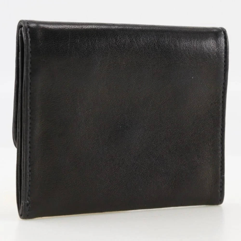 CHANEL Black Lambskin Leather Logo Wallet